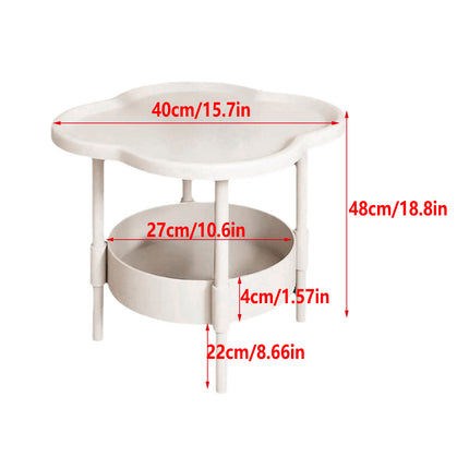 Modern Four Leaf Clover Small Side Table Plastic Sofa Side Table with Storage Shelves