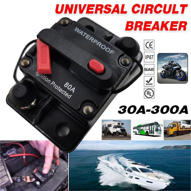 Waterproof Car Circuit Breaker Fuse Reset 30-300A AMP 12V-48V DC Car Boat IP67 - Aimall