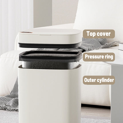 Smart Garbage Can 16L Induction Trash Bin with Lid Large Capacity for Kitchen
