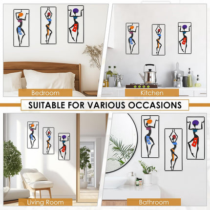 3PCS Iron Wall Decorative Paintingt Hanging Decor for Home Living Room Bedroom