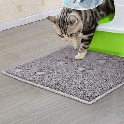 Pet Food Mat 2PCS Paw Print Design Non Slip Floor Feeding Mat for Dogs and Cats