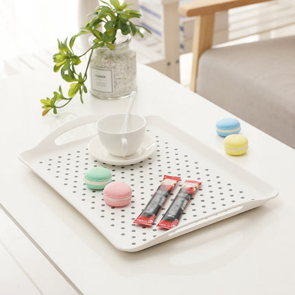 2PCS Rectangular Serving Tray Double Handle Non Slip TPR Kitchen Display Plate