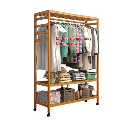 Floor Standing Clothes Rack Movable with Wheels for Home Bedroom Storage Use
