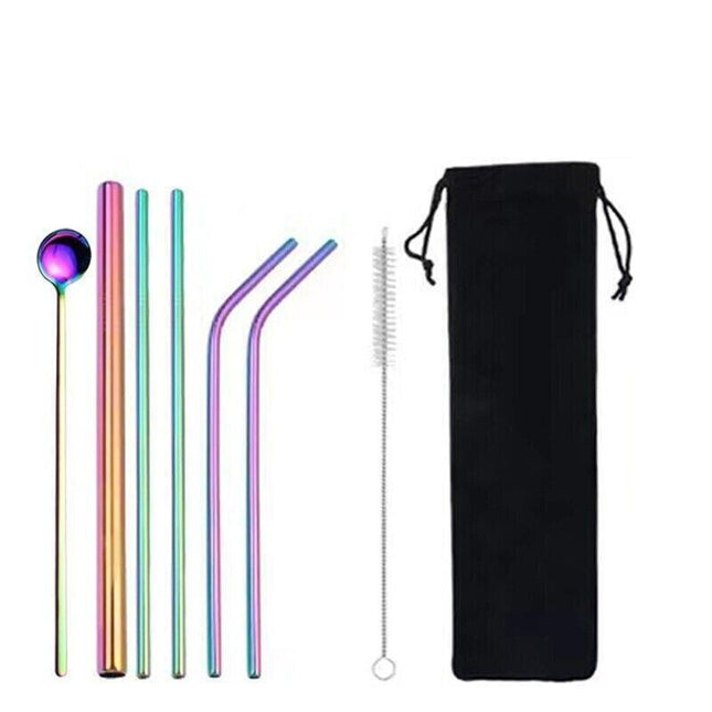 Reusable 304 Stainless Steel Straws Metal Drinking Washable Straw Brushes Set 1 - Aimall