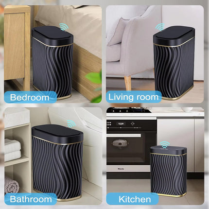 Sensor Trash Can 8L Narrow Black Smart Bin Touchless Bathroom Toilet Waste Bin
