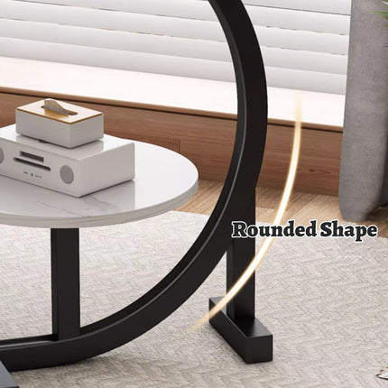Round Side Table Small End Table Nightstand with Shelf for Living Room Bedroom