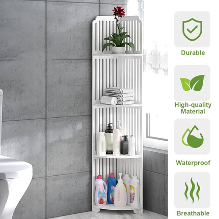 4-Tier Corner Shelf Freestanding Storage Rack Large Capacity for Toilet Kitchen