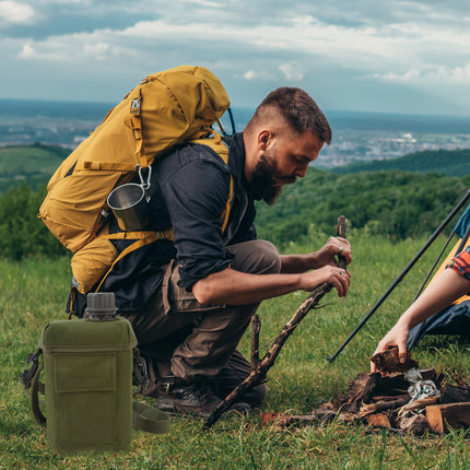 2 Litre Patrol Canteen with Cover and Strap Waterproof Outdoor Water Bottle