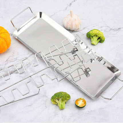 Folding Grilled Chicken Leg Plate Stainless Steel BBQ Grill Rack Outdoor Tool