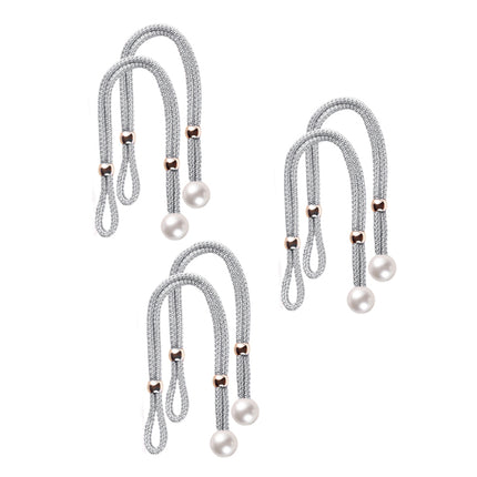 Curtain Tiebacks Pearl Strap Set 3 Pairs Decorative Buckle Holder Rings Hooks
