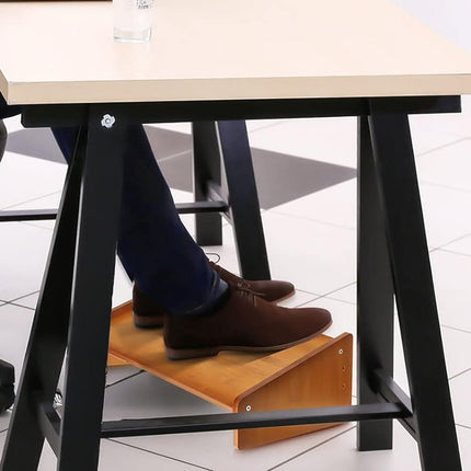 Home Office Bamboo Under Desk Footrest Adjustable Height Wooden Foot Rest Stool