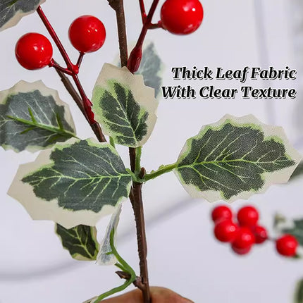 12PCS Artificial 7-Fork Red Berry Decorative Flowers for Christmas Home Party