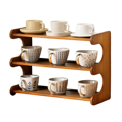 Bamboo Cup Storage Rack for Mugs Glasses Dust-Proof Space-Saving