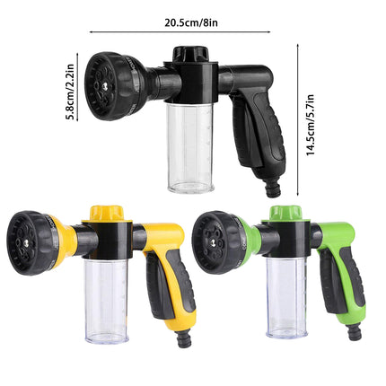 Washing Nozzle Plant Pet Hose 8-Mode Garden Car Water Foam Sprayer Soap Dispenser