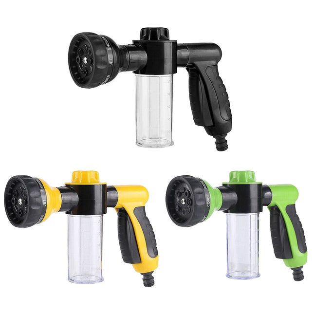 Washing Nozzle Plant Pet Hose 8-Mode Garden Car Water Foam Sprayer Soap Dispenser