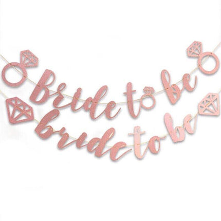 Bride To Be Rose Gold Banner Diamond Wedding Bridal Shower Hens Party Decoration - Aimall