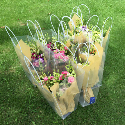 Transparent Tote Handbag Flower Bouquet Packaging Bag PVC Packaging Bag Gift Bag