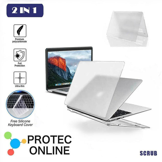 Frosted Transparent Case with Keyboard Cover for MacBook 13 to 16 Inch