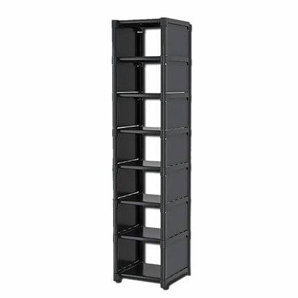 Eight Layer Black Shoe Rack Home Dustproof Shoe Cabinet Removable Multi Shelves
