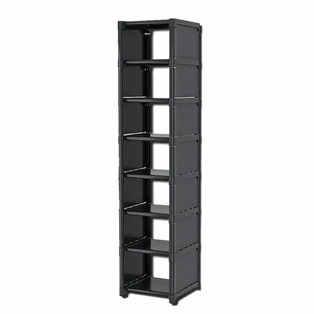 Eight Layer Black Shoe Rack Home Dustproof Shoe Cabinet Removable Multi Shelves