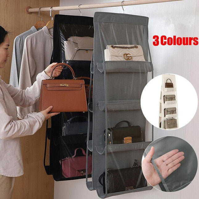 8 Pocket Double-sided Bag Handbag Storage Holder Hanging Organizer Shelf - Aimall