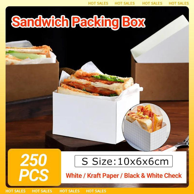 250PCS Sandwich Packaging Box Breakfast Hamburger Wrapping Box S Size