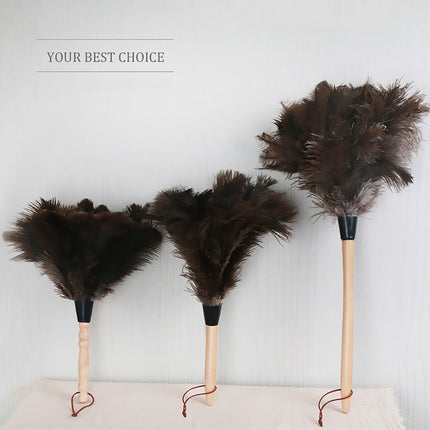 Anti Static Ostrich Feather Duster Wooden Handle Brush Duster Dust Cleaning
