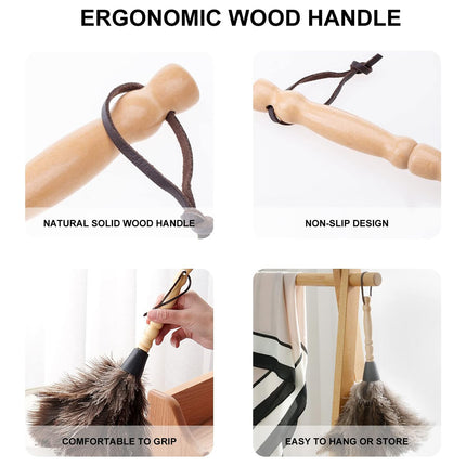 Anti Static Ostrich Feather Duster Wooden Handle Brush Duster Dust Cleaning