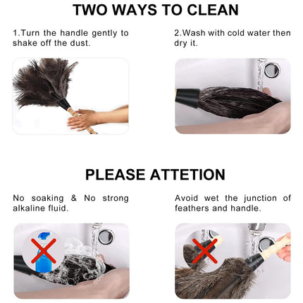 Anti Static Ostrich Feather Duster Wooden Handle Brush Duster Dust Cleaning