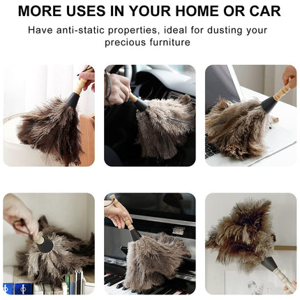 Anti Static Ostrich Feather Duster Wooden Handle Brush Duster Dust Cleaning