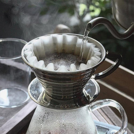 100PCS Bowl Shaped Coffee Filter Paper Flower Design For Drip Machine Pour Over