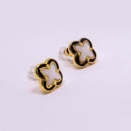 Four-leaf Clover Black Dropping Lace Shell Earrings Atmospheric Simple Light Luxury Fashion Earrings