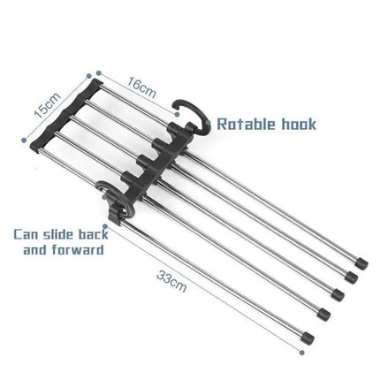 5 in 1 Stainless-Steel Pants Rack Hanger Wardrobe Shelves Magic Multi-Functional - Aimall