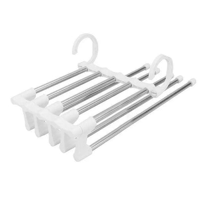 5 in 1 Stainless-Steel Pants Rack Hanger Wardrobe Shelves Magic Multi-Functional - Aimall