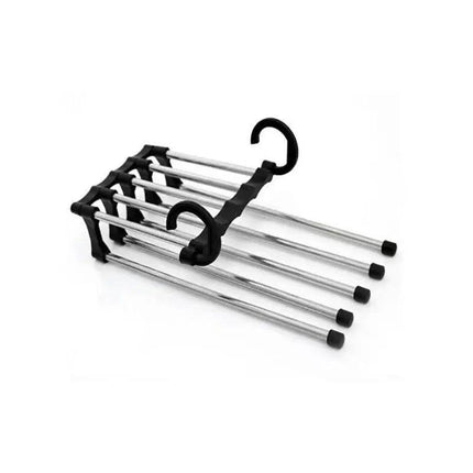 5 in 1 Stainless-Steel Pants Rack Hanger Wardrobe Shelves Magic Multi-Functional - Aimall