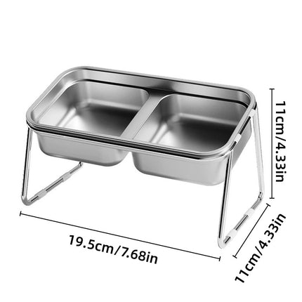 Cat Food Bowl Set Double Tilted Stainless Steel Pet Feeding Bowl Non Slip Stand