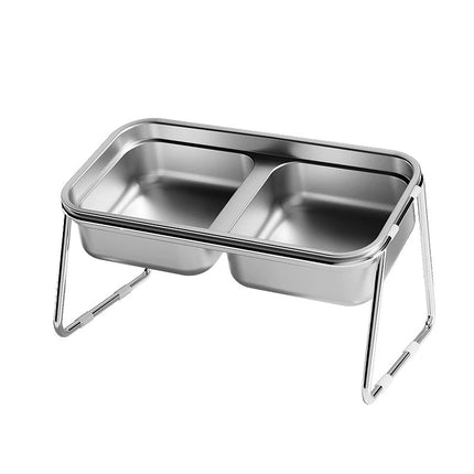 Cat Food Bowl Set Double Tilted Stainless Steel Pet Feeding Bowl Non Slip Stand