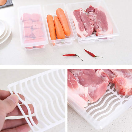 Fresh Keeping Box Set 4PCS Refrigerator Draining Sealed Fish Container Kitchen