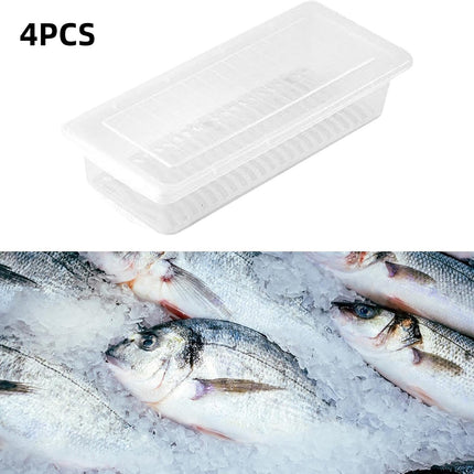 Fresh Keeping Box Set 4PCS Refrigerator Draining Sealed Fish Container Kitchen