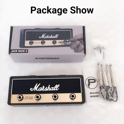 Guitar Plug Key Chain Wall Mount Holder Black Wall Storage Rack for Music Lovers