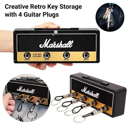Guitar Plug Key Chain Wall Mount Holder Black Wall Storage Rack for Music Lovers