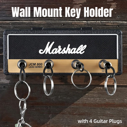 Guitar Plug Key Chain Wall Mount Holder Black Wall Storage Rack for Music Lovers