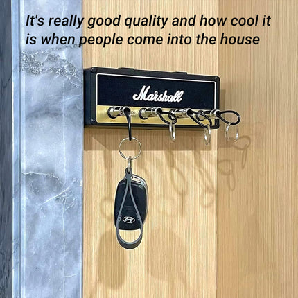 Guitar Plug Key Chain Wall Mount Holder Black Wall Storage Rack for Music Lovers