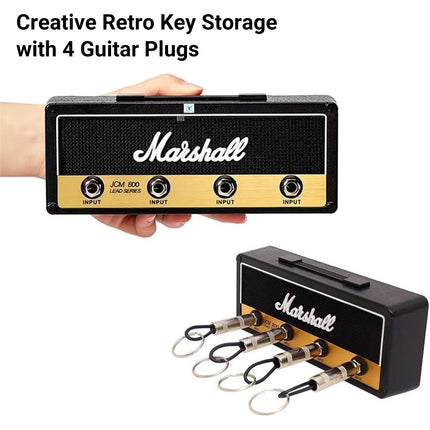 Guitar Plug Key Chain Wall Mount Holder Black Wall Storage Rack for Music Lovers
