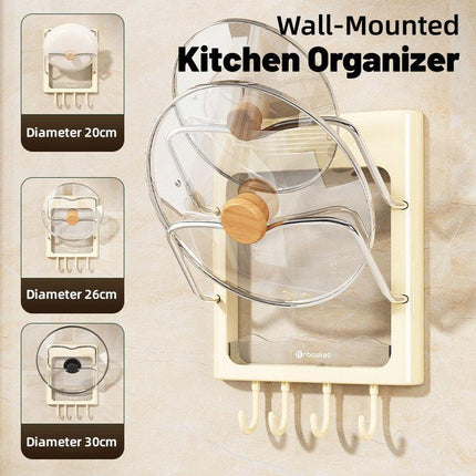 Wall Mounted Pot Lid Rack Multifunctional Household Storage Organizer Shelf