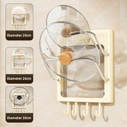 Wall Mounted Pot Lid Rack Multifunctional Household Storage Organizer Shelf