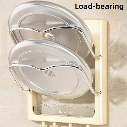 Wall Mounted Pot Lid Rack Multifunctional Household Storage Organizer Shelf