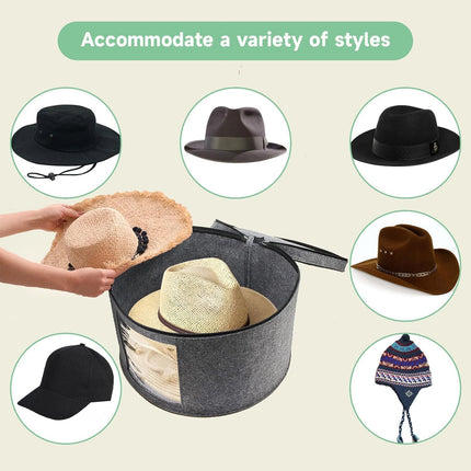 Large Round Hat Storage Box Women Men Travel Organizer Lid Felt Case Pop Up Home