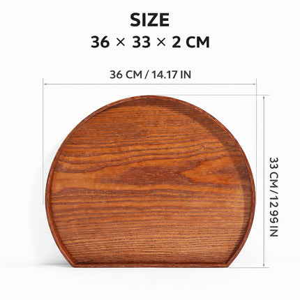 Semi Circular Solid Wood Serving Trays 2 Pack 36cm