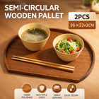 Semi Circular Solid Wood Serving Trays 2 Pack 36cm